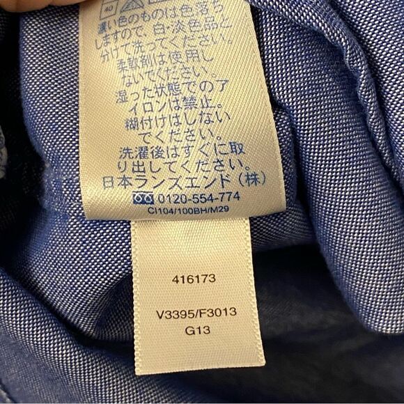 Lands End No Iron Pinpoint Oxford chambray style blue Shirt 16-16.5 mens Large - Picture 11 of 12